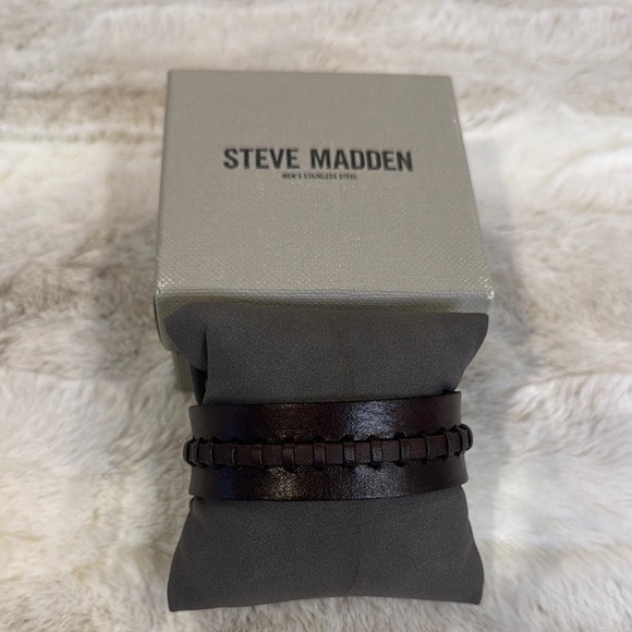 Steve Madden Other - Steve Madden Men's Dark Brown Leather Bracelet